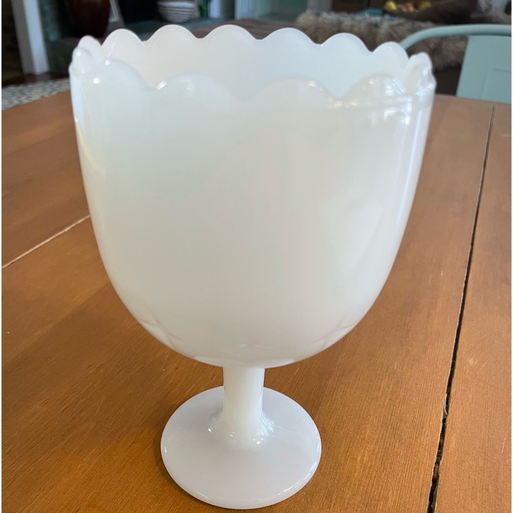 Vintage Milk Glass Goblet pedestal glass cup